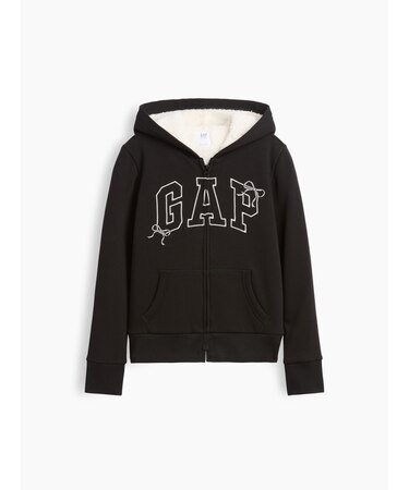 GAPロゴ 裏ボア ジップアップパーカー (キッズ)