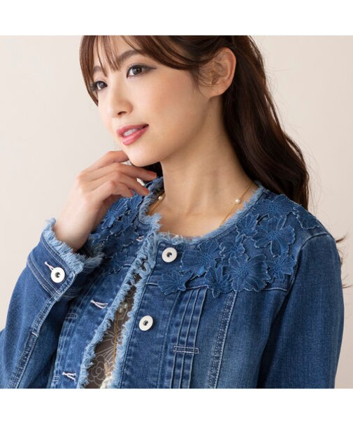 フラワー刺繍デニムGジャン