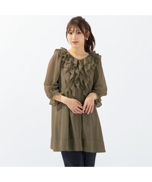 オーガンジーフリルブラウス
