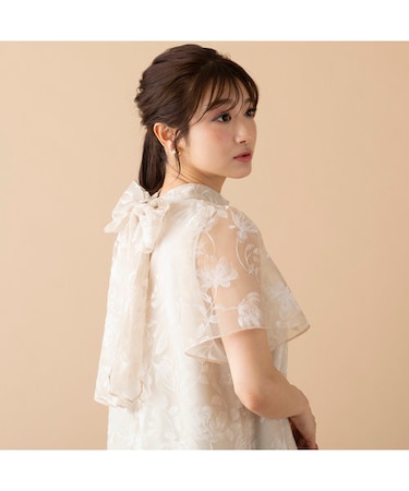 フロッキーフラワーバックリボンブラウス