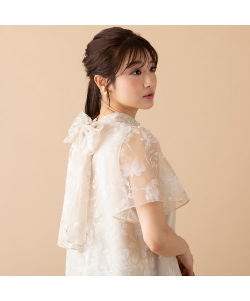 フロッキーフラワーバックリボンブラウス