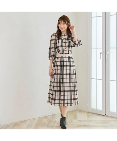 フロッキーチェックブラウス