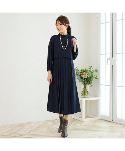 プリーツレイヤードワンピース