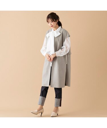 バックフリルロングジレ