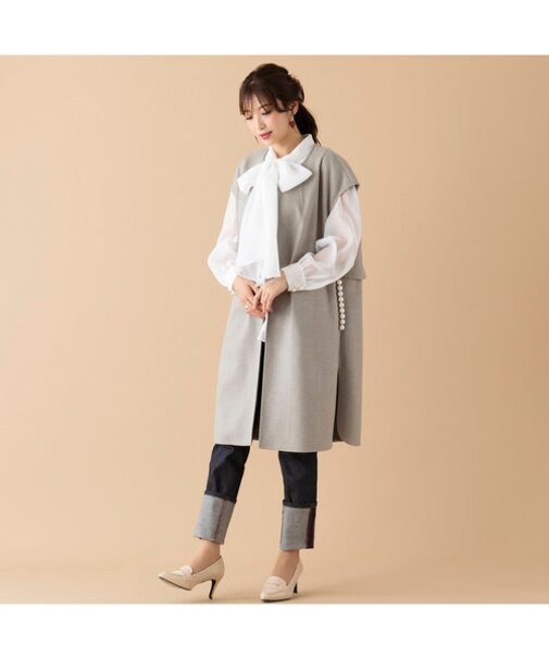 バックフリルロングジレ