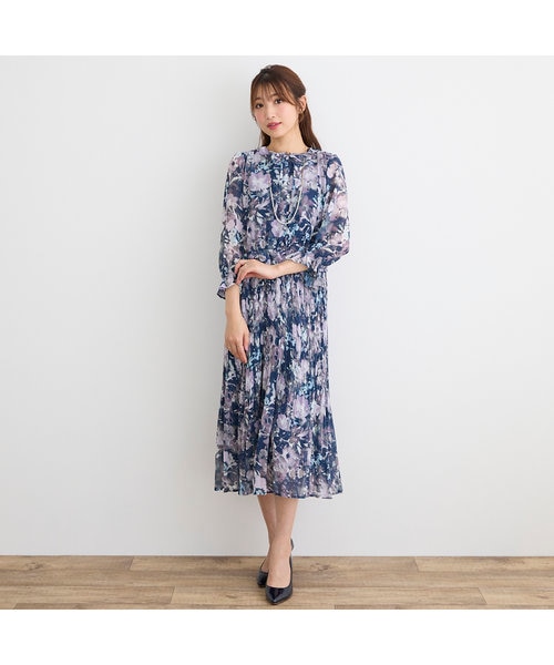 【新品】Rose Tiara ローズティアラ ぼかしフラワープリーツワンピース ぼかしフラワープリーツワンピース | ローズティアラ(Rose Tiara