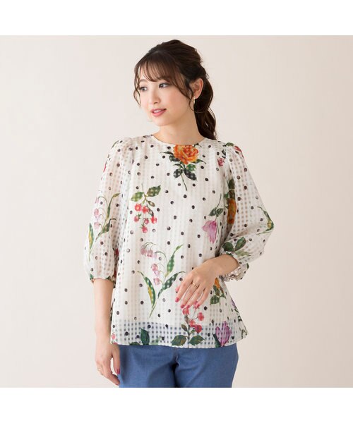 セットアップ対応】フラワーチェックブラウス｜ローズティアラの通販