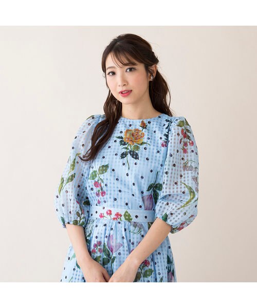 セットアップ対応】フラワーチェックブラウス｜ローズティアラの通販