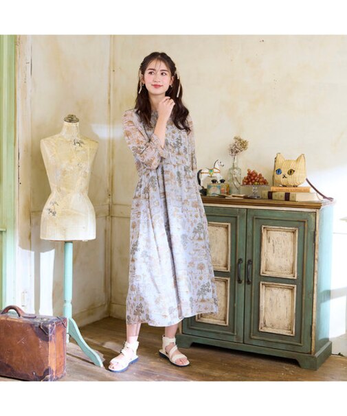 【22fabric】キャットガーデンワンピース