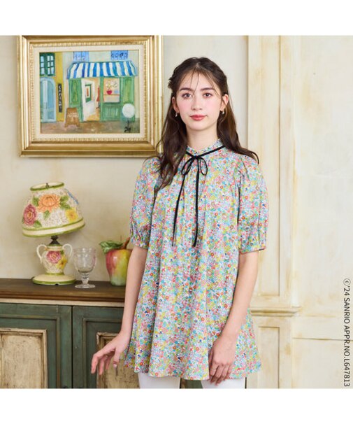 【サンリオキャラクター×リバティプリント】フリル切替ブラウス