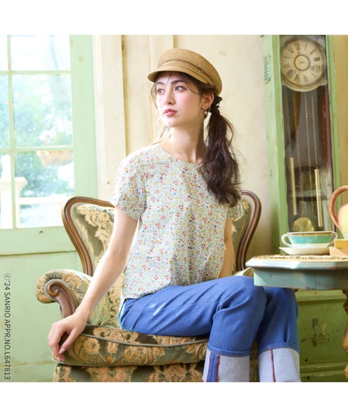 【サンリオキャラクター×リバティプリント】リボン袖ブラウス