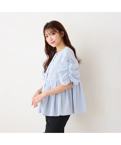 18,700円 ローズティアラ ダブルクロスAラインブラウス 42 ブルー