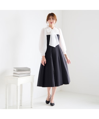 【再入荷】ダブルクロスリボンタイワンピース