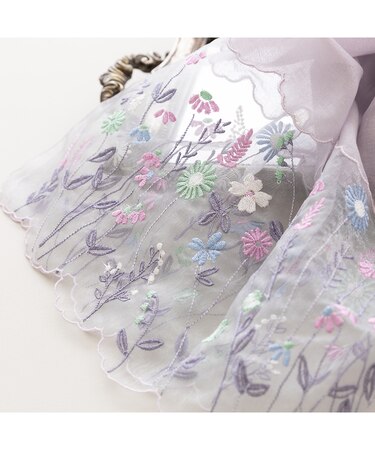 オーガンジー切替刺繍ストール