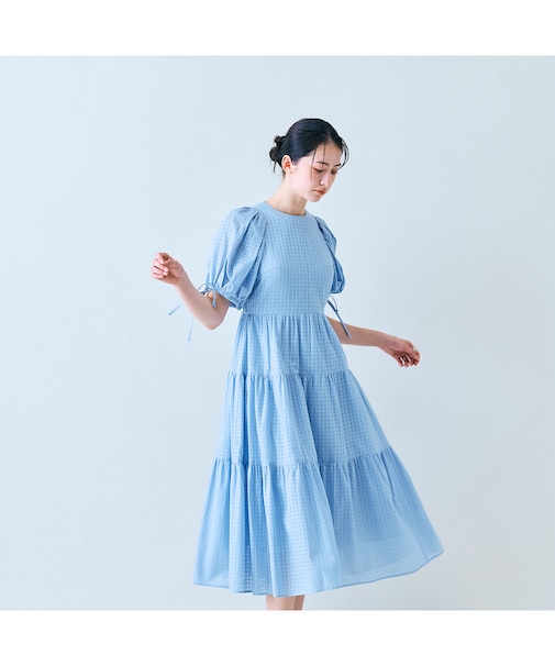 シアーチェックティアードワンピース