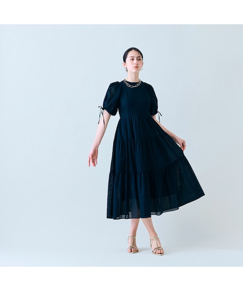 ローズティアラ☆シアーチェックブラウス(*ˊ˘ˋ*)42ネイビー Rose Tiara（ローズティアラ）の「オーガンジーシフォンブラウス