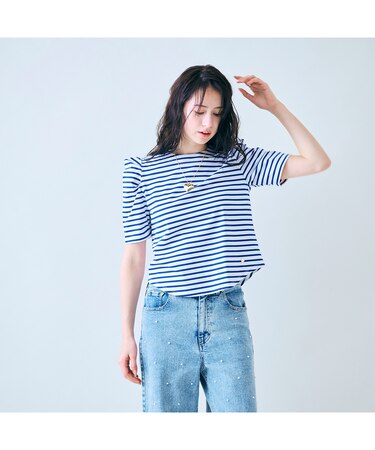 タックボリュームスリーブカットソー