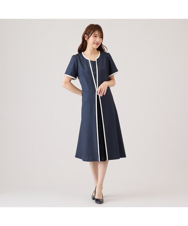 【接触冷感/サイズ展開有】プリーツ切替ワンピース