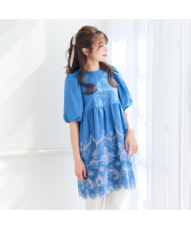 【手洗いOK】スカラ刺繍チュニック
