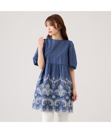 【手洗いOK】スカラ刺繍チュニック