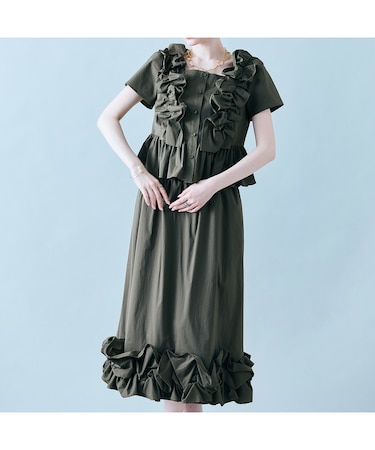 【セットアップ対応】ギャザーフリルヘムスカート