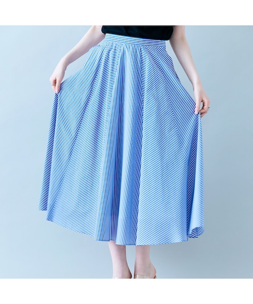 バイヤス使いフレアスカート/ストライプ