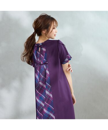 【接触冷感/UVカット/手洗い可】チェック切替ワンピース