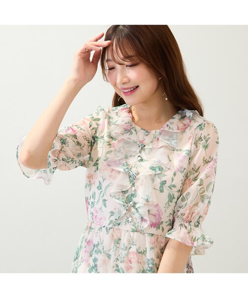 フラワープリントワンピース