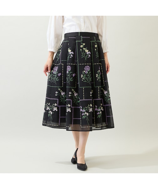 【セットアップ対応】パネル風刺繍スカート