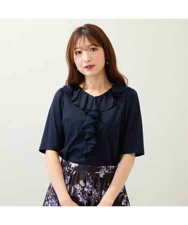 【接触冷感/綿100%/手洗いOK】フリルカットソー