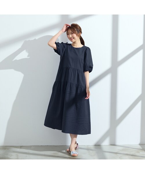 接触冷感/コットン100%/イージケア】ミラクルウェーブワンピース
