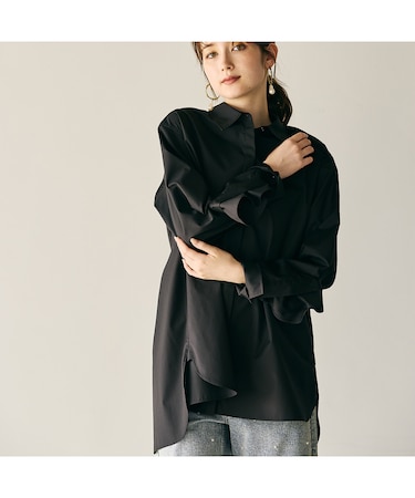 袖口フリル開きブラウス
