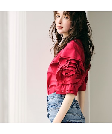 ビッグローズスリーブブラウス