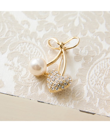 リボンチェリーブローチ