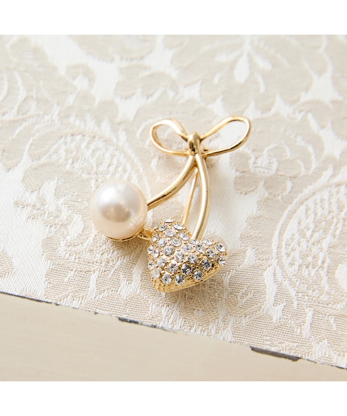 リボンチェリーブローチ