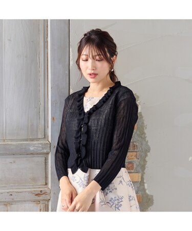 クロップドフリルニットカーディガン