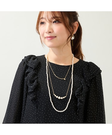 【3way】パール調バー3連ネックレス