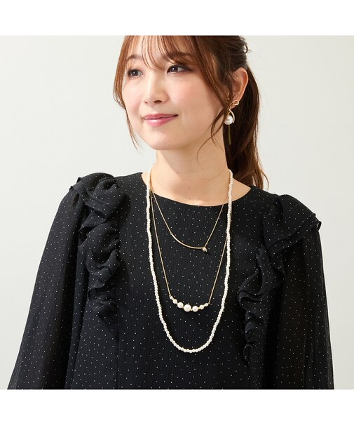 【3way】パール調バー3連ネックレス