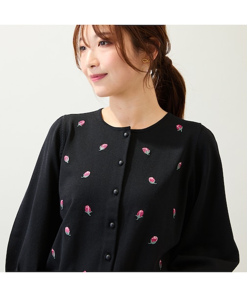【手洗いOK】つぼみ刺繍ニットカーディガン