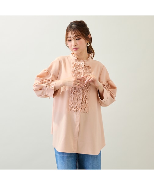 【接触冷感/イージーケア/手洗いOK】フリルブラウス