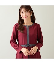 【美シルエット】【イージーケア/UVカット】シフォンプリーツ切替ワンピース