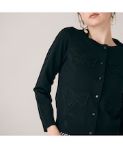 フラットリボンモチーフ付きカーディガン