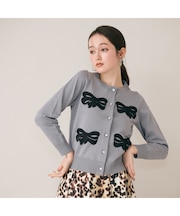 フラットリボンモチーフ付きカーディガン