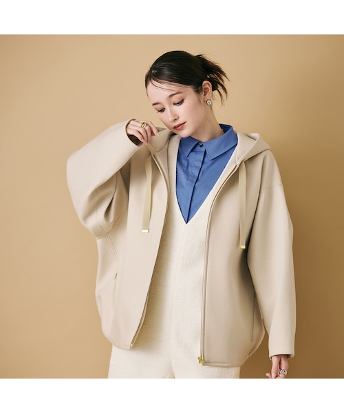 ローズティアラ46オフホワイトパーカー 長袖バックフルジップ パーカー ローズティアラ46オフホワイトパーカー 長袖バックフルジップ