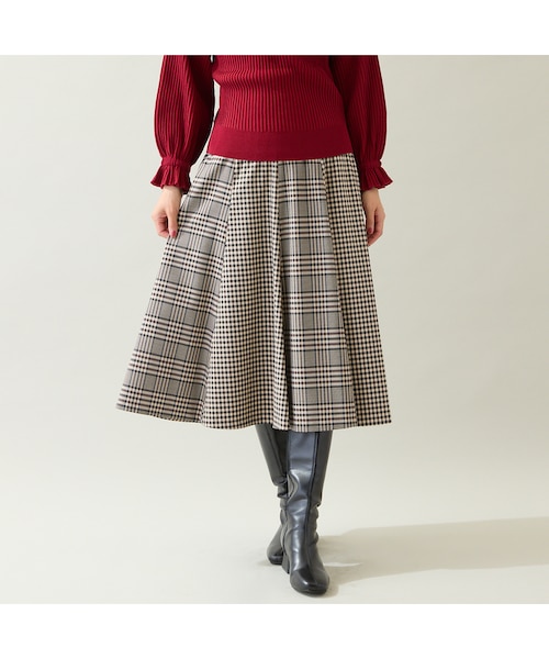 ローズティアラ　ジャガードフレアスカート ローズティアラ RoseTiara ジャガードフレアスカート （ブラック