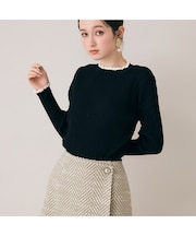 バイカラーラインリブニット