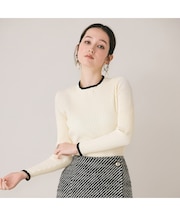 バイカラーラインリブニット