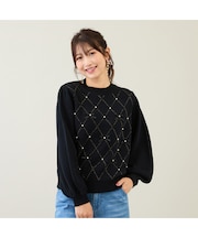 アーガイルリボンニット