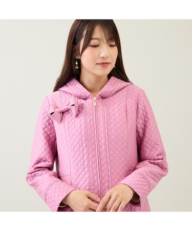 【M-StyleLuxe監修】【リボンブローチ付】キルティングリボンコート