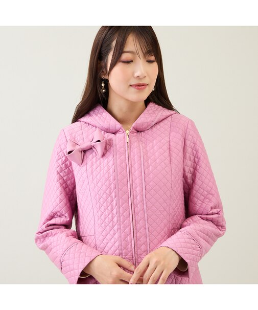 【M-StyleLuxe監修】【リボンブローチ付】キルティングリボンコート